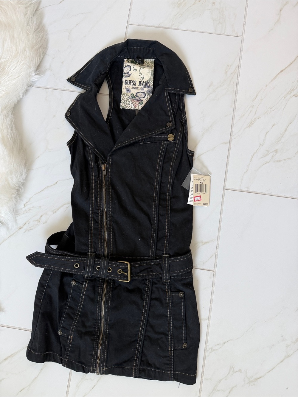 Guess Black Denim Mini Dress with Belt